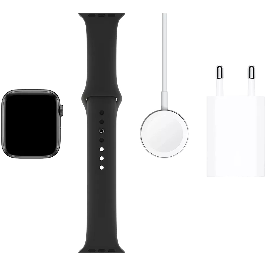 Refurbished Apple Apple Watch Series 5 GPS, 44χιλ., Διαστημικό γκρι, Μαύρο αθλητικό λουράκι, Grade B — Εικών №6