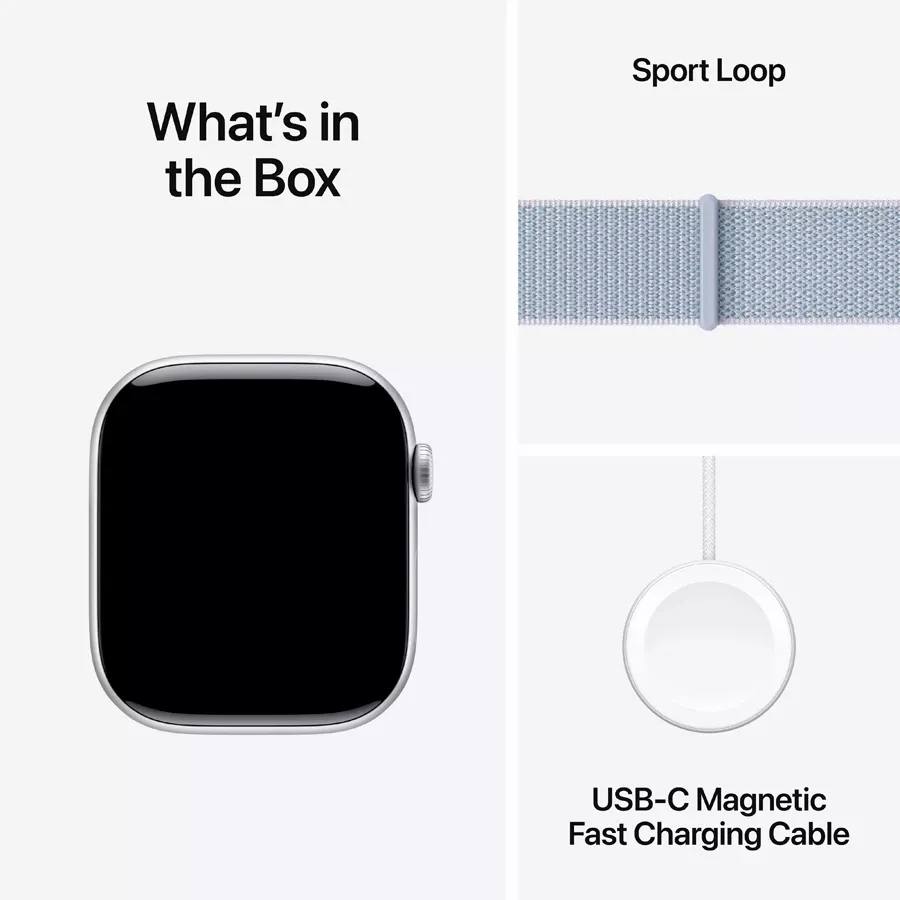Apple Watch Series 10 GPS  Blue Cloud Sport Loop, 42mm, Silver — Image №10