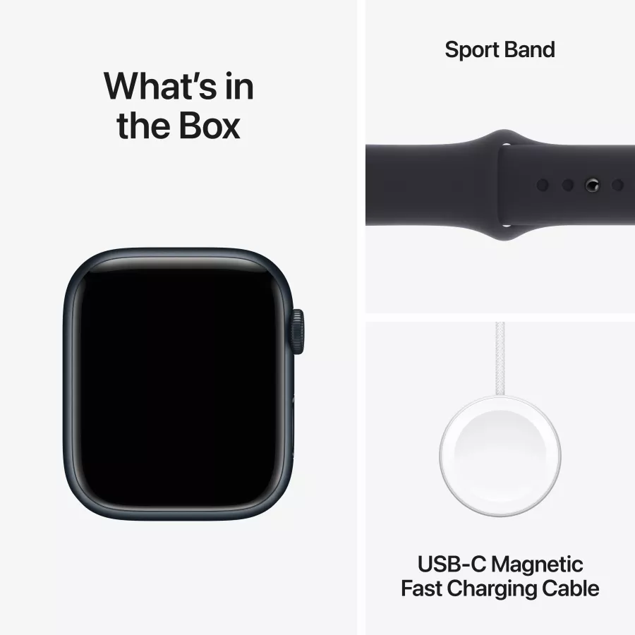 Apple Watch Series 9 GPS  Midnight Sport Band, S/M, 45mm, Midnight — Image №9