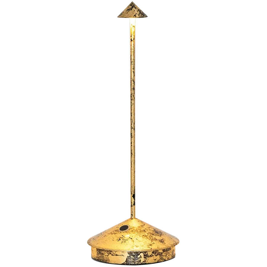 ZAFFERANO PINA PRO TABLE LAMP 105x290mm. BLACK CRACKLE GOLDEN LEAF 2.2W LED 173 — Image №1