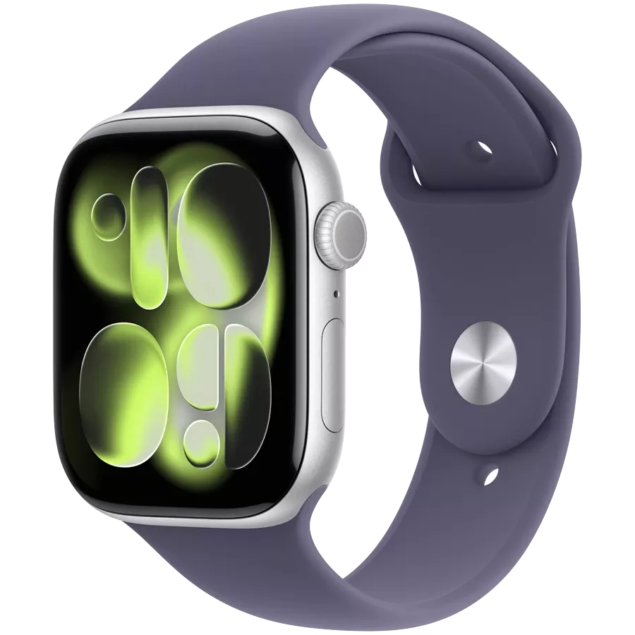 Apple Watch Series 11 GPS, 46mm, Silver Aluminium, Purple Fog Sport Band, M/L — Image №1