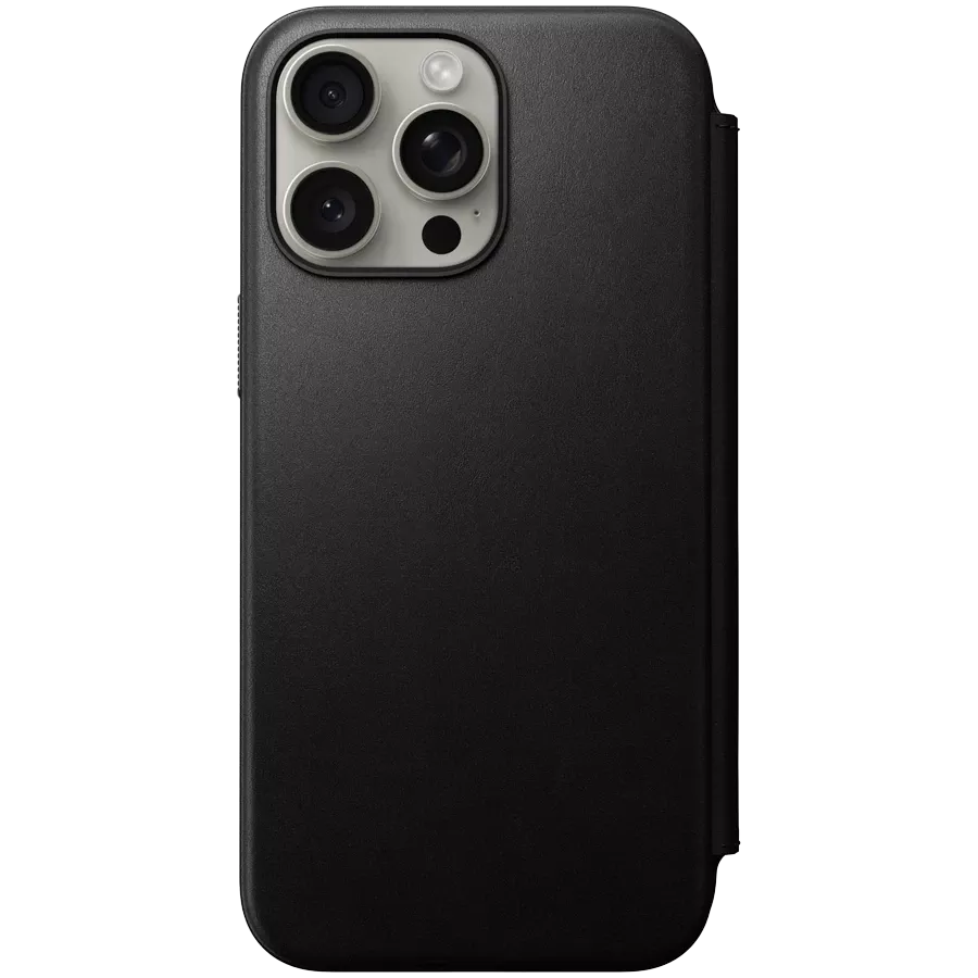 NOMAD Folio Case Modern Leather Folio with MagSafe, Black for iPhone 15 Pro Max — Image №1