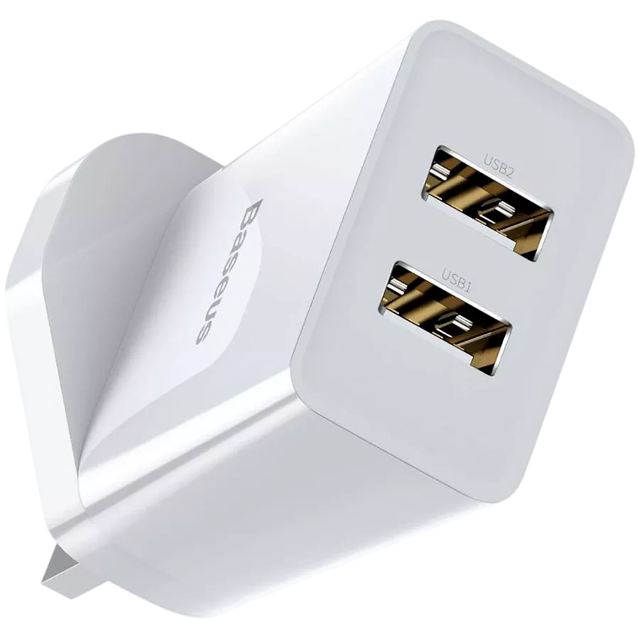 BASEUS Power Adapter 2*USB Type A, White — Image №3