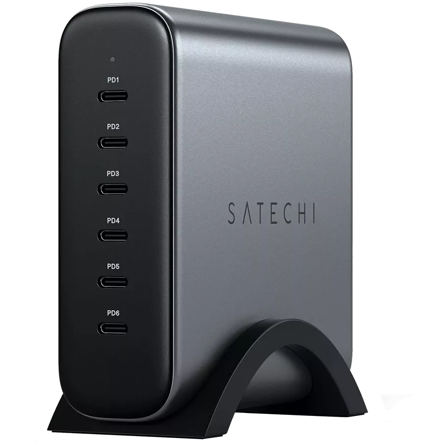 SATECHI Power Adapter 6*USB-C, 200 W, Space Gray — Image №1