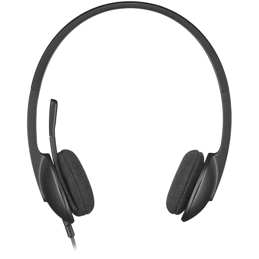 Լարով Ականջակալների խոսափողով LOGITECH (CIS) H340, Սև — image №2