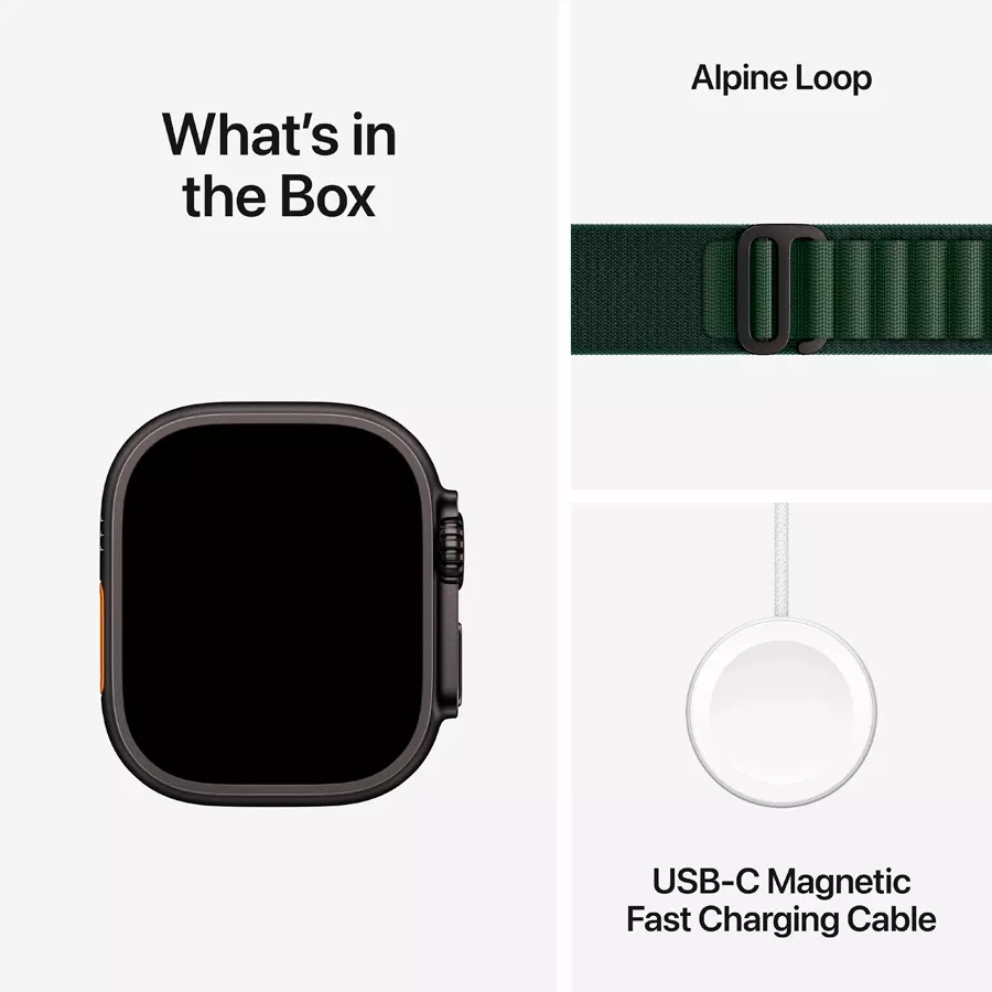 Apple Watch Ultra 2 2024  Dark Green Alpine Loop, Medium, 49mm, Black Titanium — Image №9