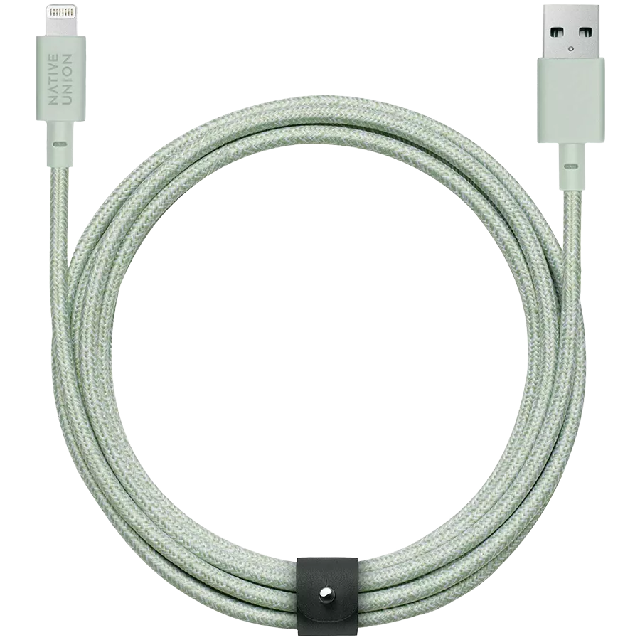 NATIVE UNION Кабель-переходник с USB на Lightning BELT 3, Светло-зеленый, 3м — image №1