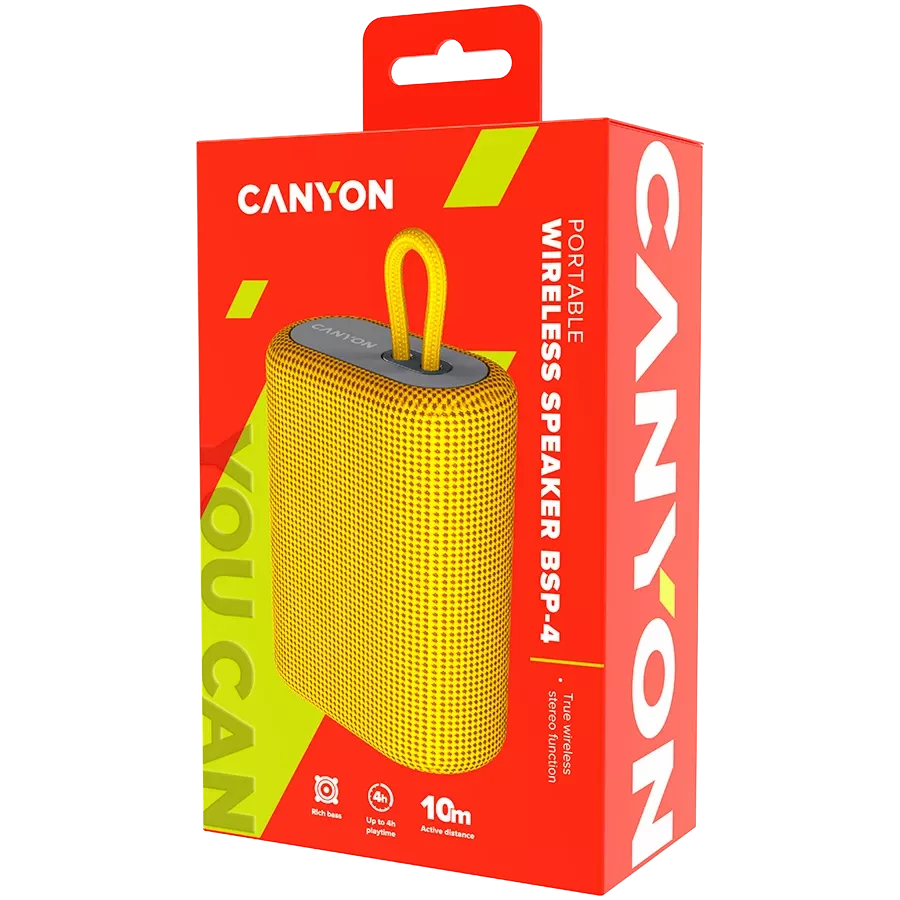 CANYON BSP-4 Портативная колонка Желтый — Изображение №4