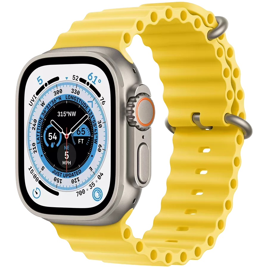 Apple Watch Ultra GPS + Cellular, 49millimetr, Natural, Yellow Ocean Band — Изображение №1