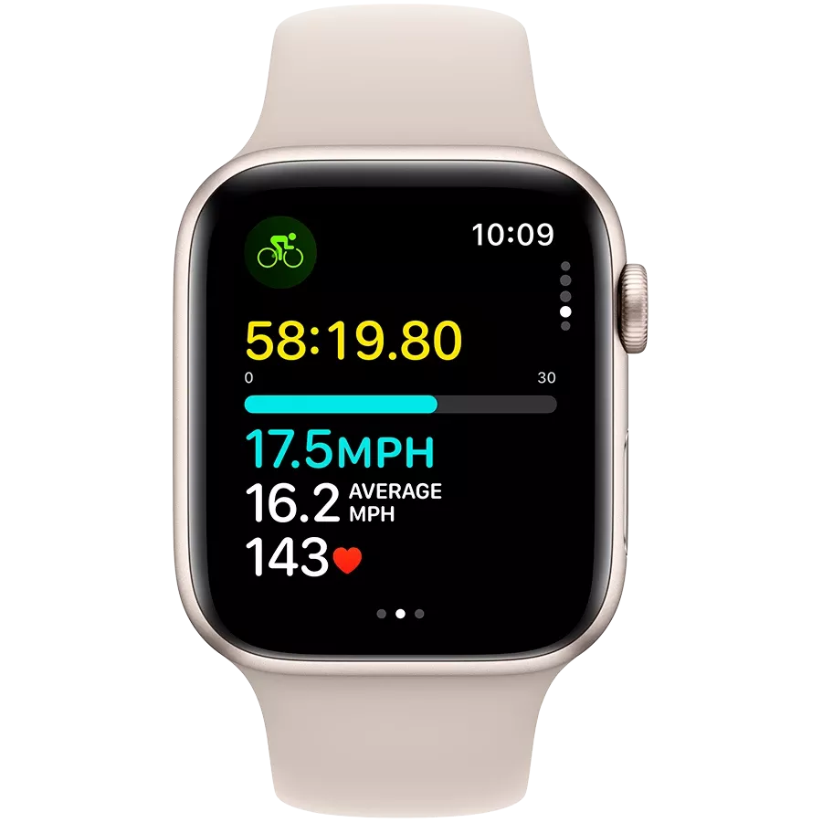 Apple Watch SE GPS Gen.2 (2023), 44мм, Сияющая звезда, Спортивный ремешок цвета «сияющая звезда», M/L — Изображение №6