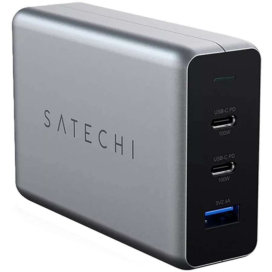 SATECHI Power Adapter 3*USB/USB-C, 100 W, Space Gray USB 3.0 (Type A), 2*USB Type C — Image №1