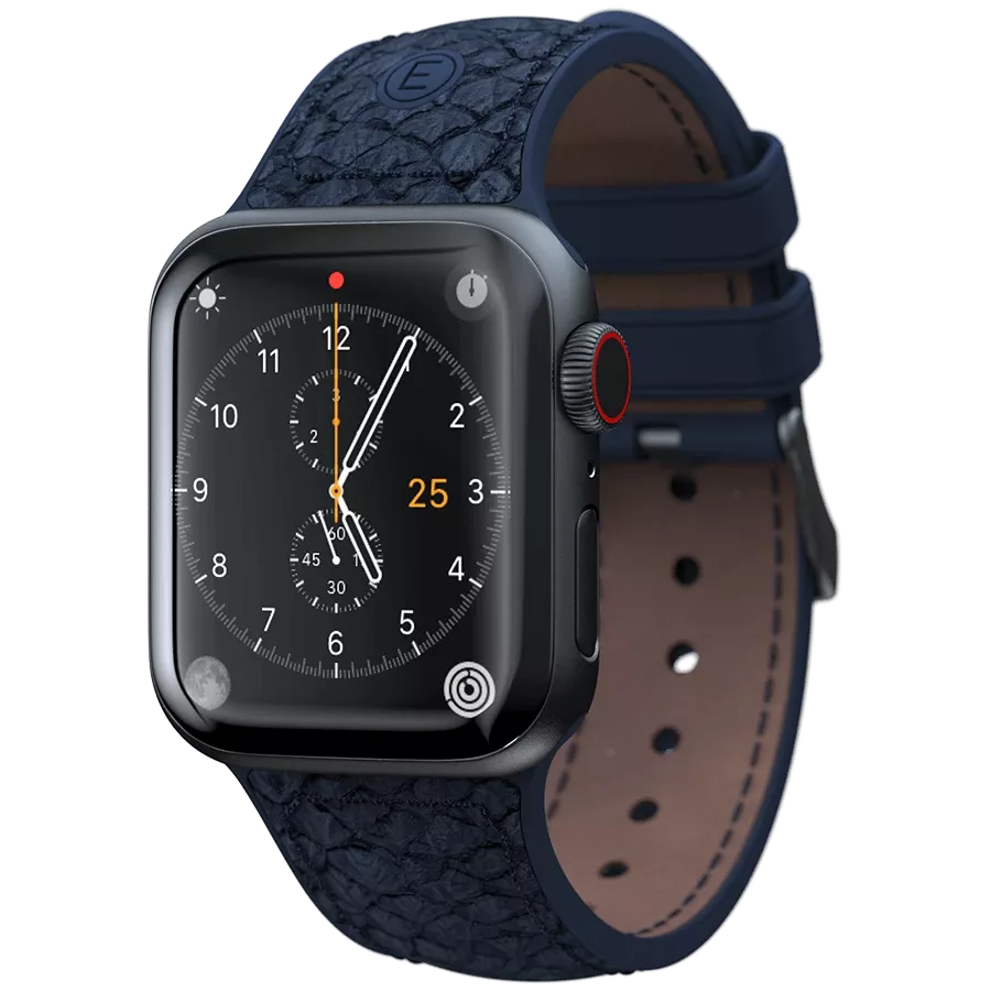 Ремешок NJORD Salmon Leather Strap Dark для Apple Watch 44/45 Salmon Leather Strap бензин для Apple Watch 44/45 mm — Изображение №1