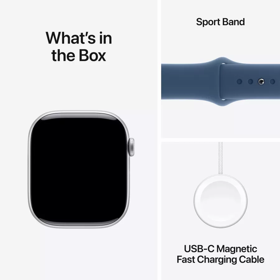 Apple Watch Series 10 GPS, 46mm, Silver, Denim Sport Band, S/M — Image №10