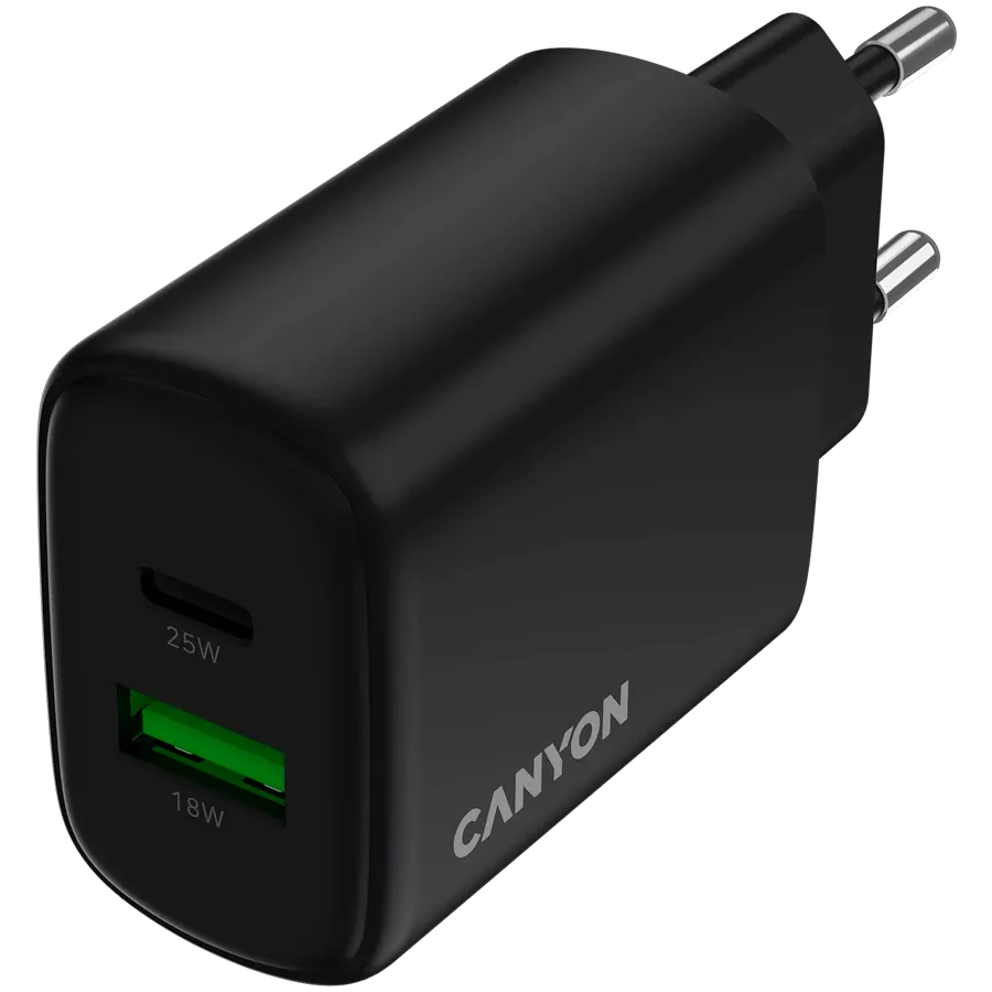 Адаптер питания CANYON OnCharge 250 QC 2*USB/USB-C, 25 Вт — Изображение №4