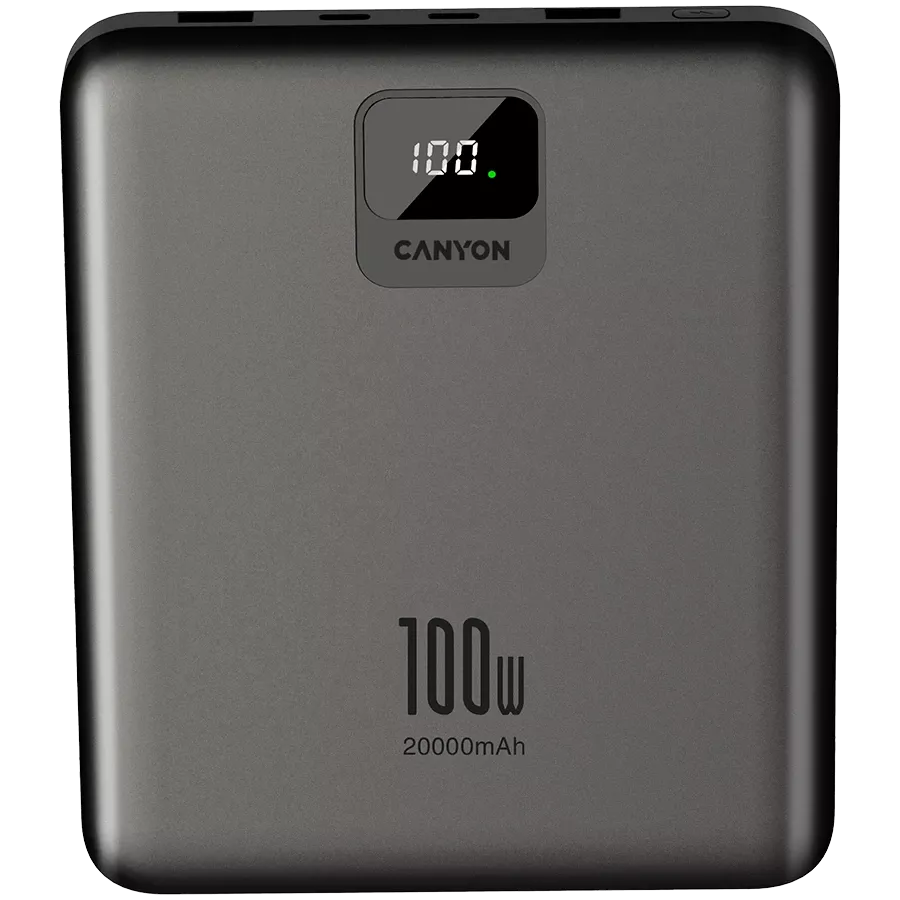 CANYON Power Bank, 20000 mAh, Σκούρο Γκρι — Εικών №1