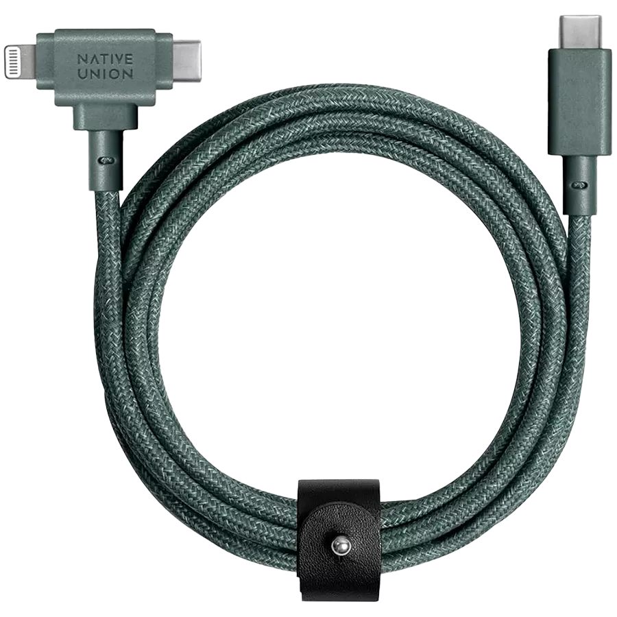 NATIVE UNION Кабель-переходник с USB-C на Lightning, Slate Green, 1.5м — Изображение №1