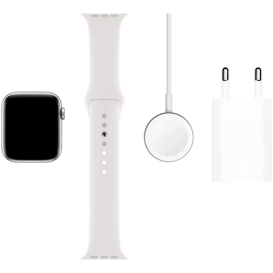 Refurbished Apple Watch Series 5 GPS, 44mm, Silver, White Sport Band, Grade B — Image №6