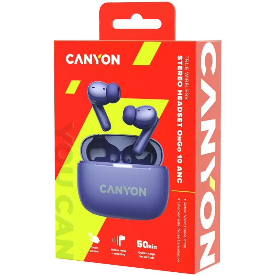 CANYON TWS-10 {Бездротове} Гарнітура, Фіолетовий — Зображення №8