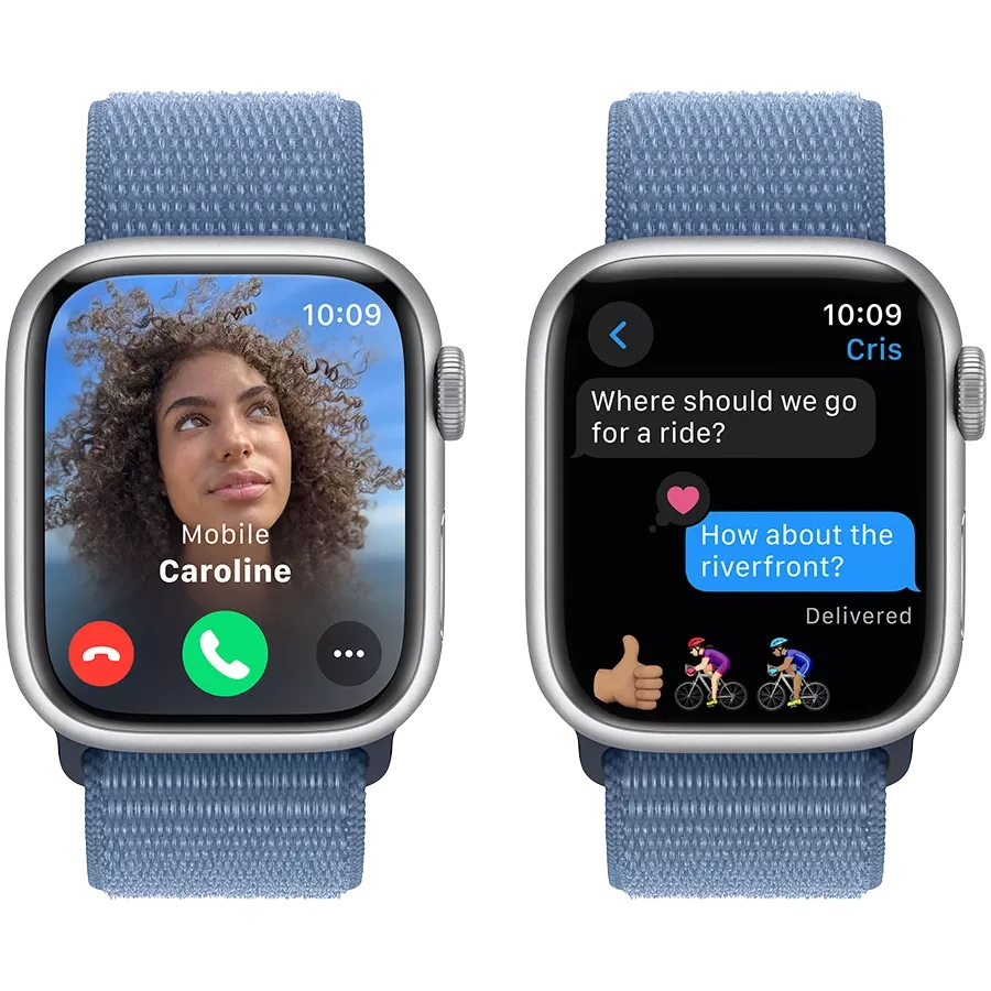 Apple Watch Series 9 GPS  Winter Blue Sport Loop, 41mm, Silver — Image №6