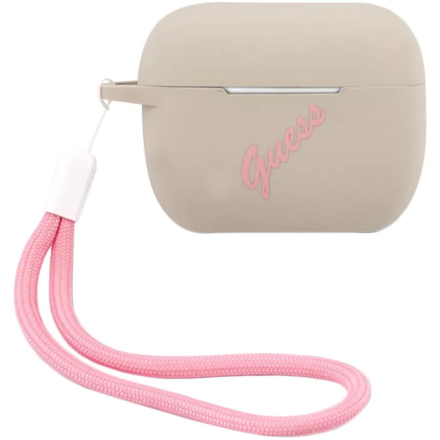 GUESS Чехол Silicone Script logo  Серый/Розовый — image №1