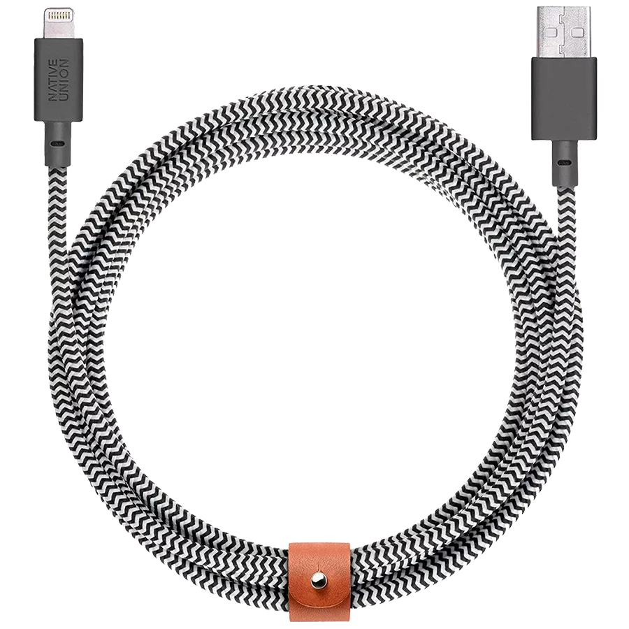 NATIVE UNION Кабель-переходник с USB на Lightning BELT 3, Зебра, 3м — image №1