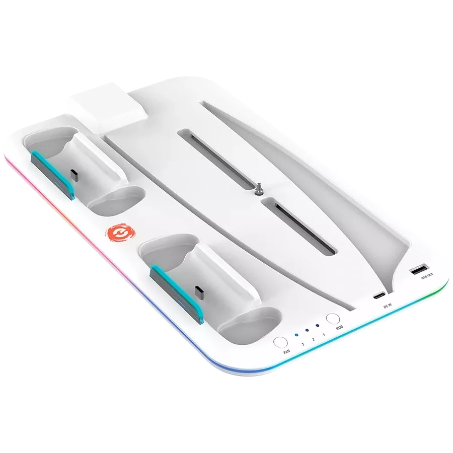 Підставка для PS5 Canyon CS-5 RGB з охолодженням і зарядкою для геймпадів White — Зображення №2