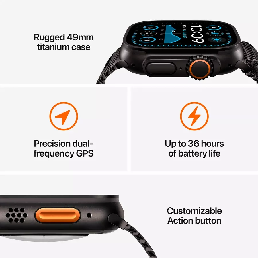 Apple Watch Ultra 2 2024  Black Trail Loop, M/L, 49mm, Black Titanium — Image №3