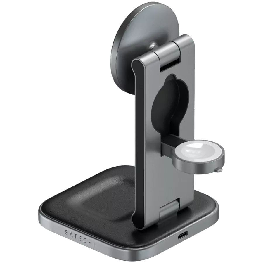 SATECHI 3-in-1 Foldable Wireless Charger, 15 W, Space Gray — Image №1