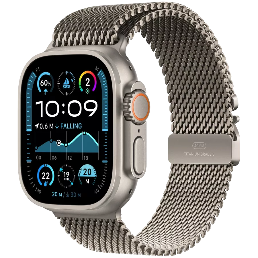 Apple Watch Ultra 2 2024, 49χιλ., Natural Titanium, Natural Titanium Milanese Loop, Large — Εικών №1