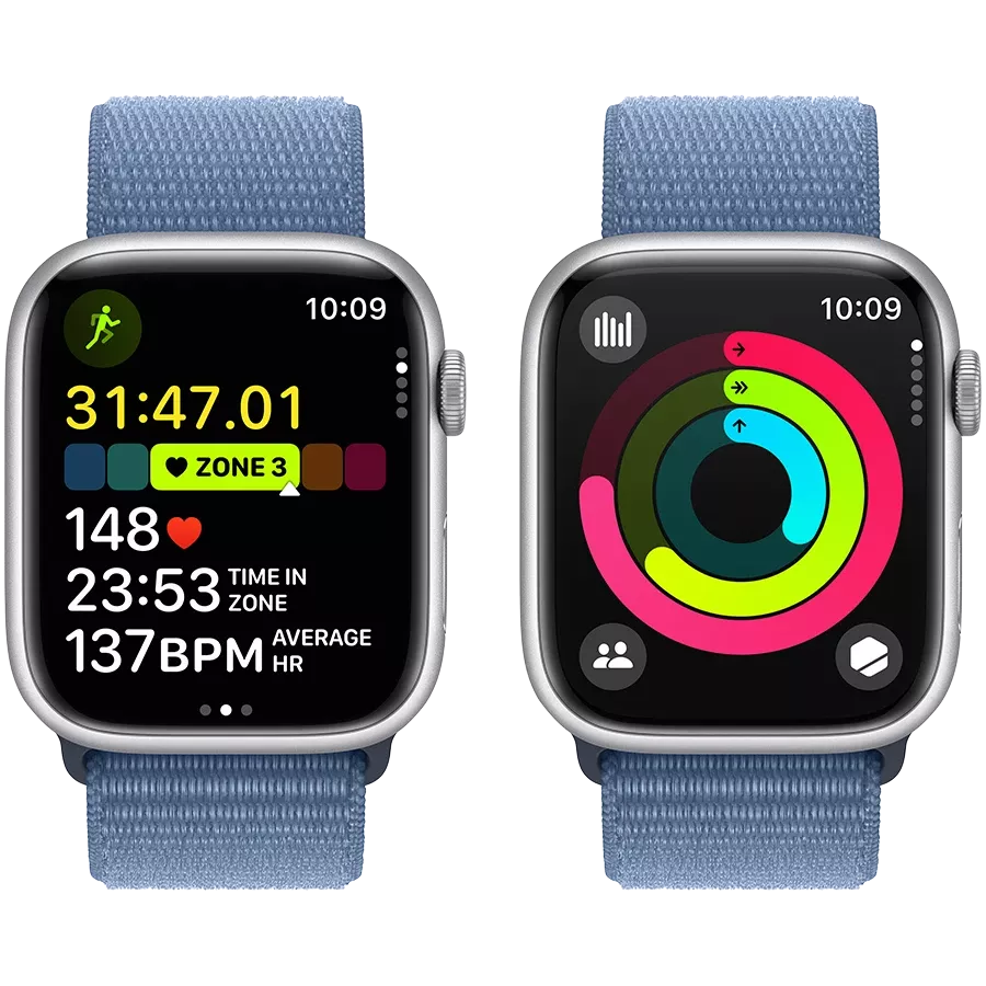 Apple Watch Series 9 GPS  Winter Blue Sport Loop, 45мм, Серебристый — Изображение №8