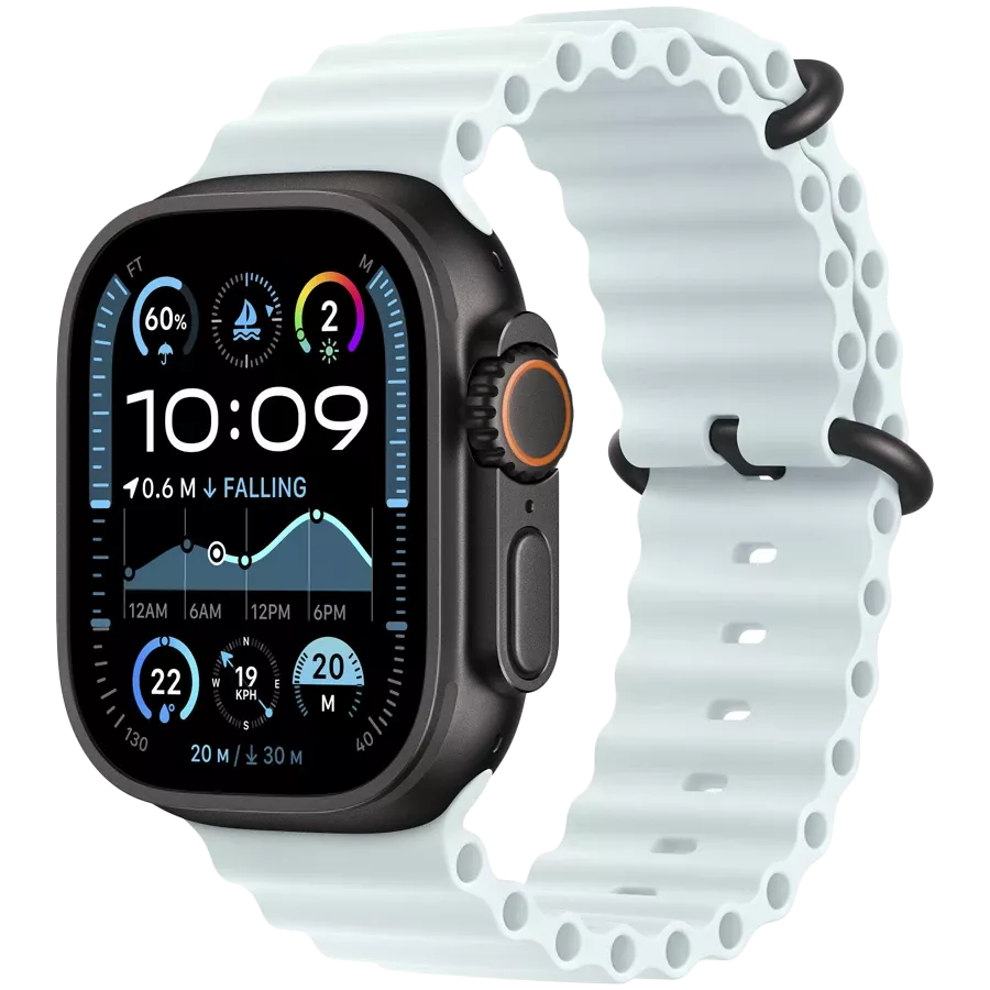 Band Extension APPLE 49mm Ocean Band - Black Titanium Finish Ocean Band - Black Titanium Finish Ice Blue за Apple Watch 44/45/46/49 mm — Зображення №2
