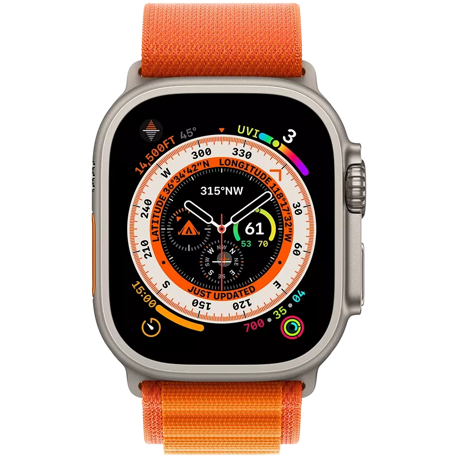 Apple Watch Ultra GPS + Cellular  Orange Alpine Loop, Small, 49mm, Natural — Image №2