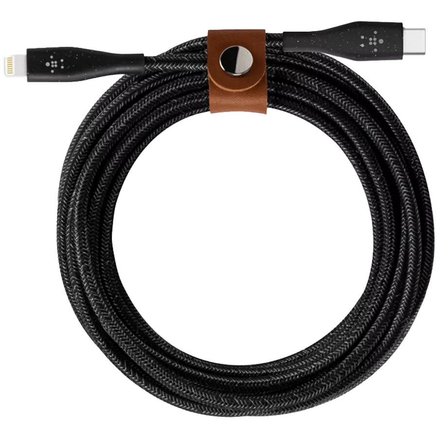 Καλώδιο USB-C σε Lightning BELKIN, Πλεκτό, 1.2 μετρητής, Μαύρος — Εικών №1