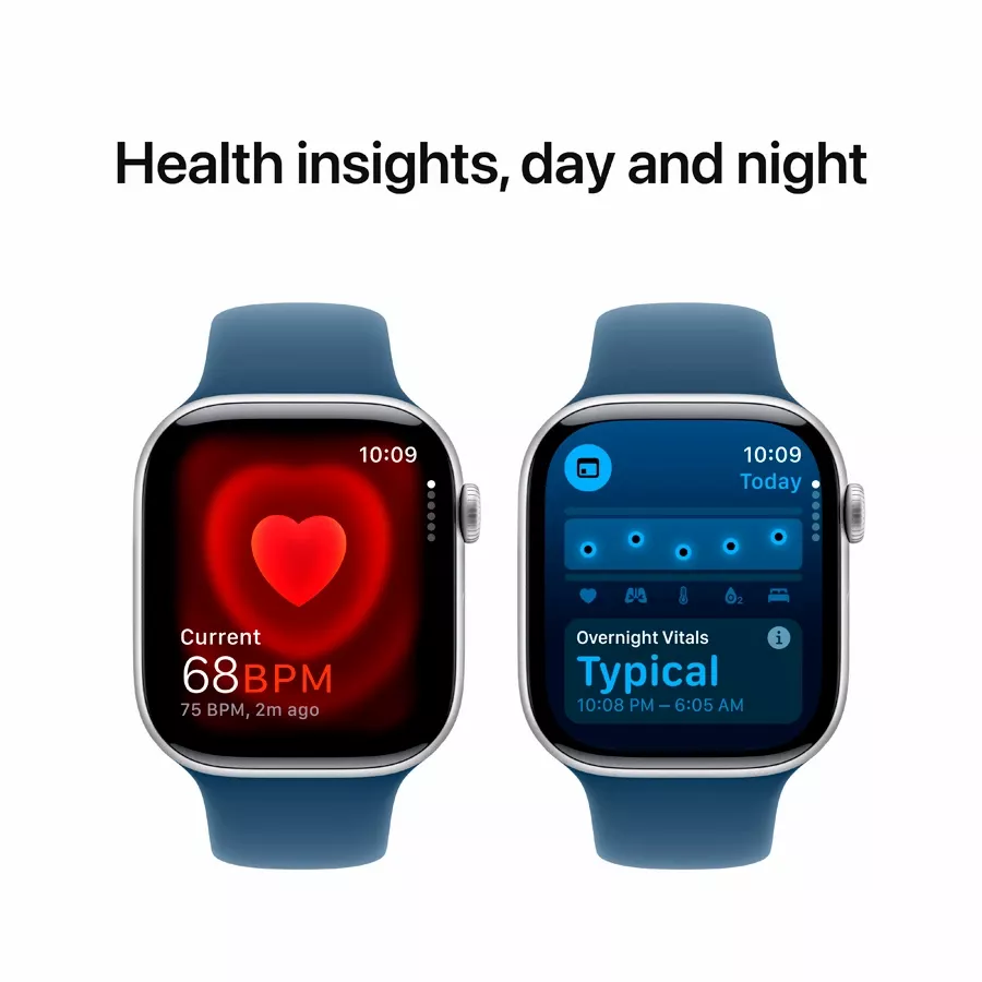 Apple Watch Series 10 GPS  Denim Sport Band, M/L, 46mm, Silver — Image №5