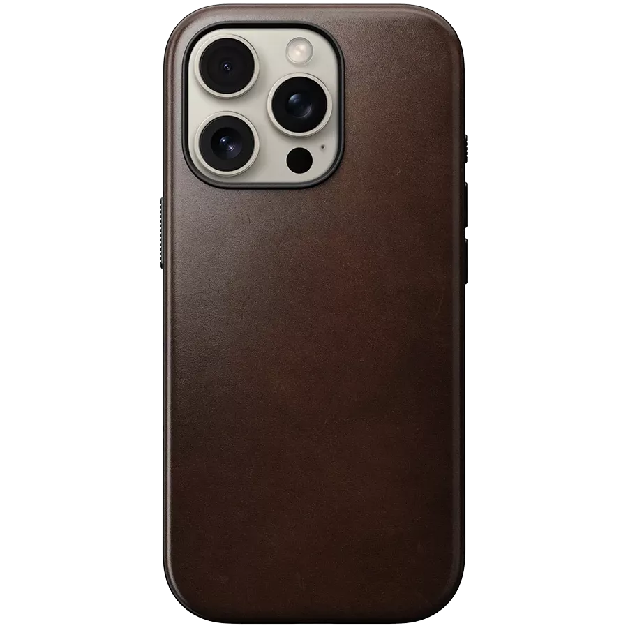 Чехол NOMAD Modern Horween Leather с MagSafe Rustic Brown для iPhone 16 Pro — Изображение №1