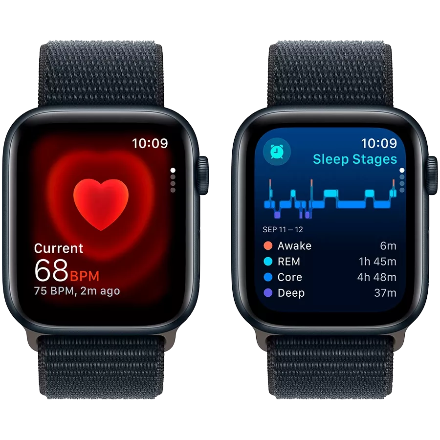 Apple Watch SE GPS Gen.2 (2023)  Спортивный ремешок цвета «тёмная ночь», 44мм, Тёмная ночь — Изображение №5