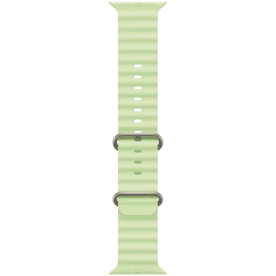 Apple 49mm Ocean Band - Natural Titanium Finish Band Ocean Band Neon Green for Apple Watch 44/45/46/49 mm — Image №3 Apple 49mm Ocean Band - Natural Titanium Finish Band Ocean Band Neon Green for Apple Watch 44/45/46/49 mm — Image №3