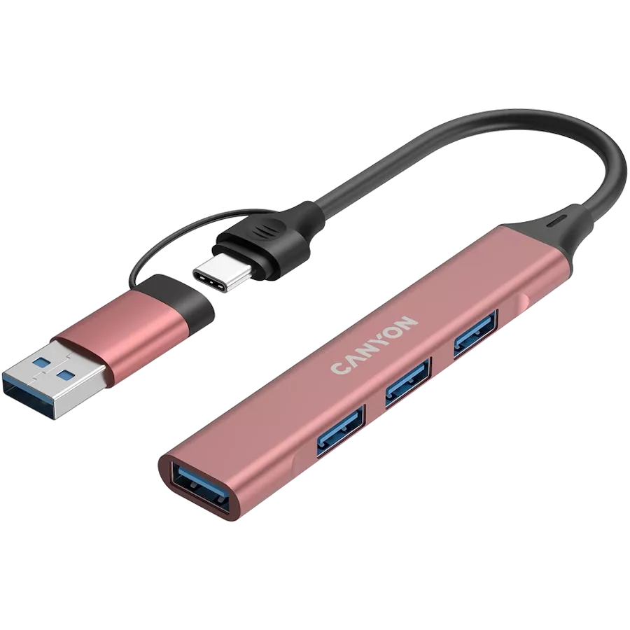CANYON  DS-02  USB Hub 4 Port USB-C Hub DS-02 Ροζ — Εικών №3