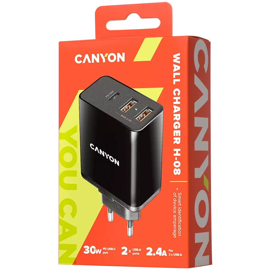 Адаптер живлення CANYON H-08 3*USB/USB-C, 42 Ват — Зображення №2