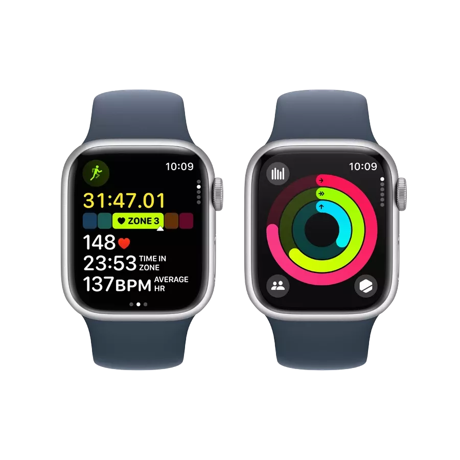 Apple Watch Series 9 GPS  Storm Blue Sport Band, S/M, 41mm, Silver — Image №8