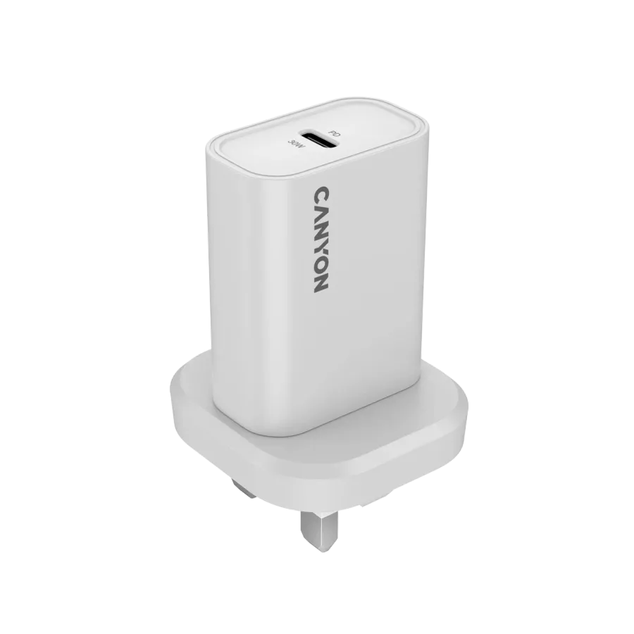 CANYON OnCharge 30CL UK Power Adapter USB-C, 30 W, White — Image №1