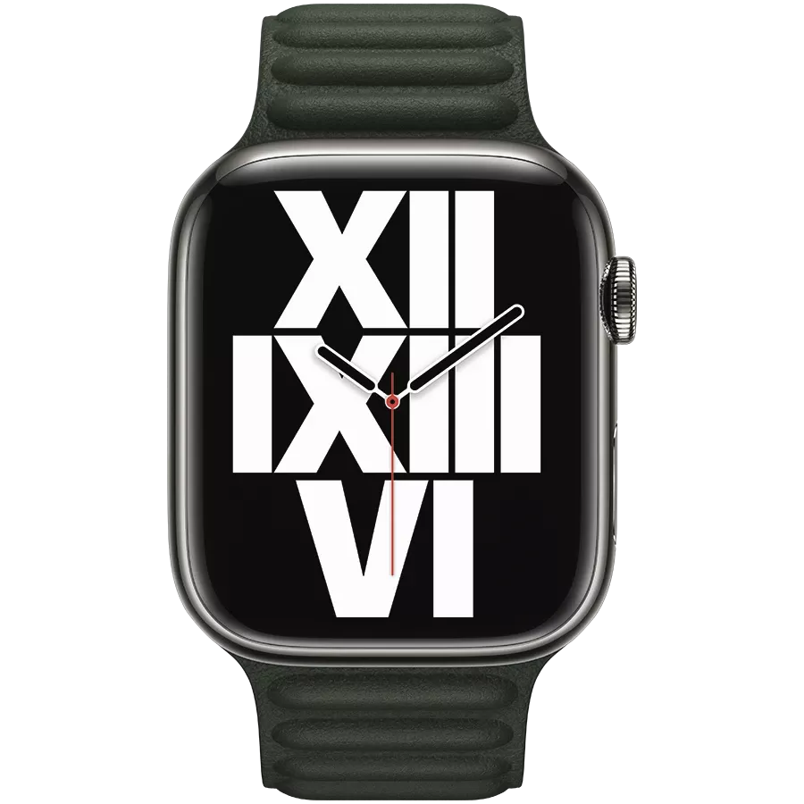 Band APPLE 45mm Leather Link - S/M Sequoia Green — Image №3