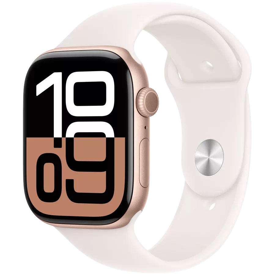Apple Watch Series 10 GPS, 46mm, Rose Gold, Light Blush Sport Band, S/M — სურათი №1