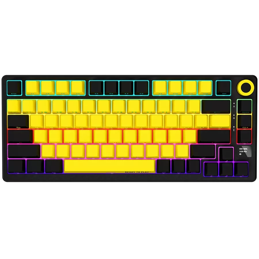 LORGAR KBP7075W Gaming Keyboard, Wireless, Yellow, EN — Image №1