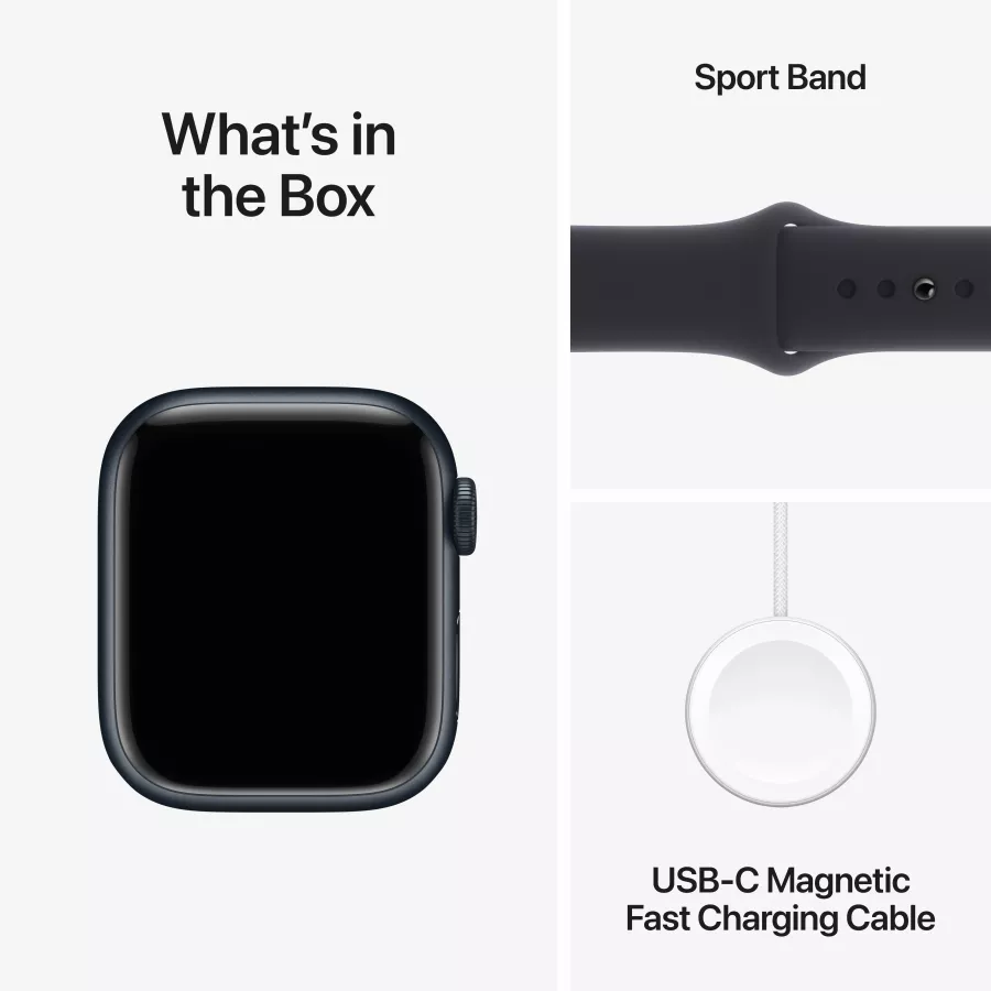 Apple Watch Series 9 GPS, 41mm, Midnight, Midnight Sport Band, S/M — Image №9