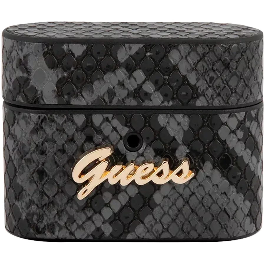GUESS Чехол Python with metal logo Чёрный для AirPods Pro — image №1