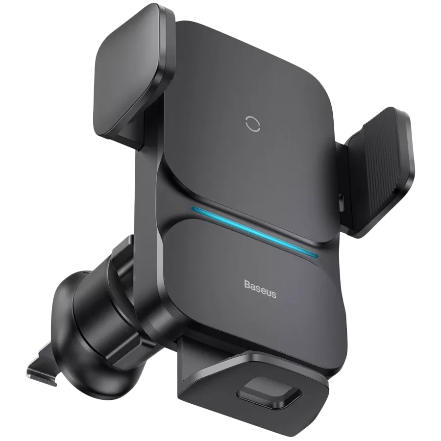 Car Cradle BASEUS Wisdom Auto Alignment Car Mount Wireless Charger QI 15W, Black — Image №1
