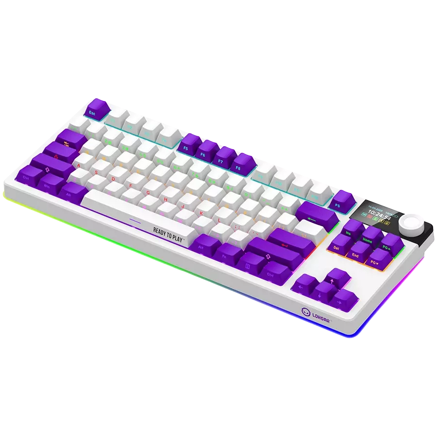 LORGAR KBP70TKLW Gaming Keyboard, Wireless, White, EN — Image №7