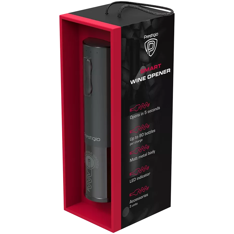 Розумний штопор PRESTIGIO Bolsena Smart Wine Opener, чорний — Зображення №6