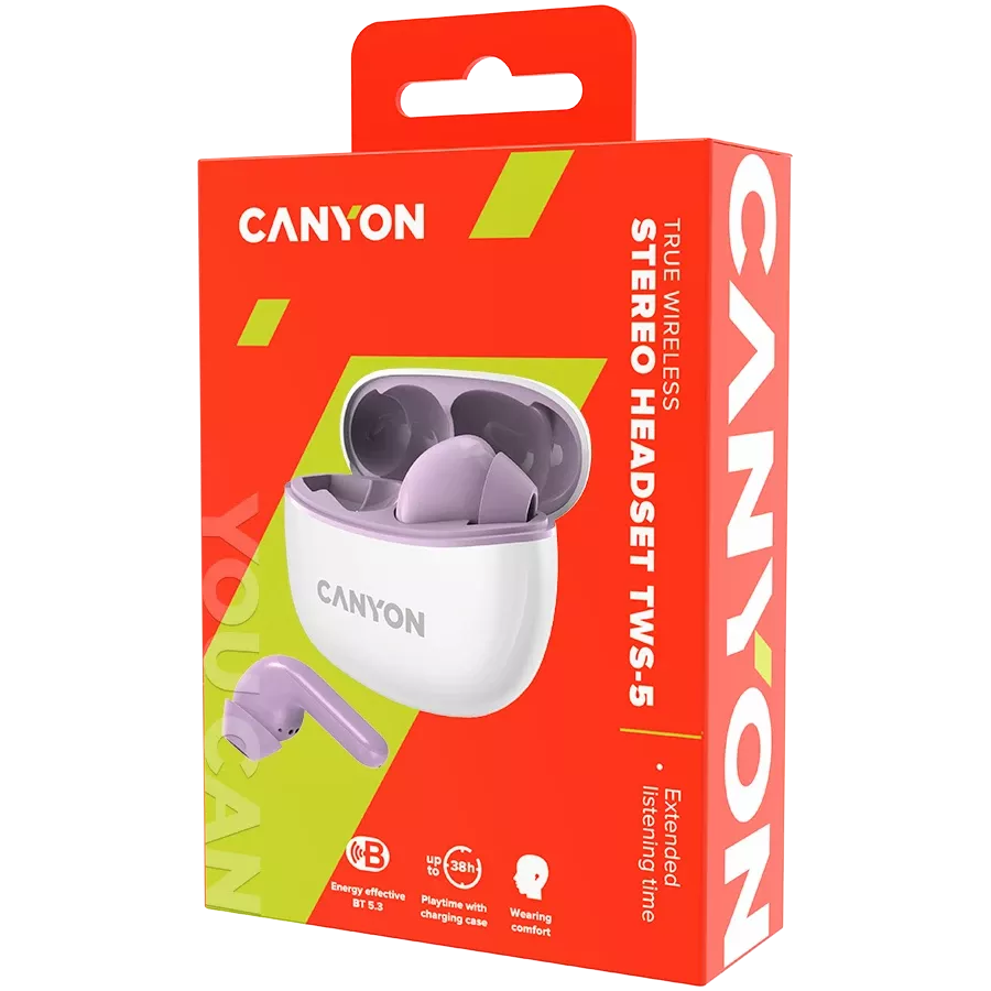 CANYON TWS-5 Ασύρματο Ακουστικό, Μωβ — Εικών №5